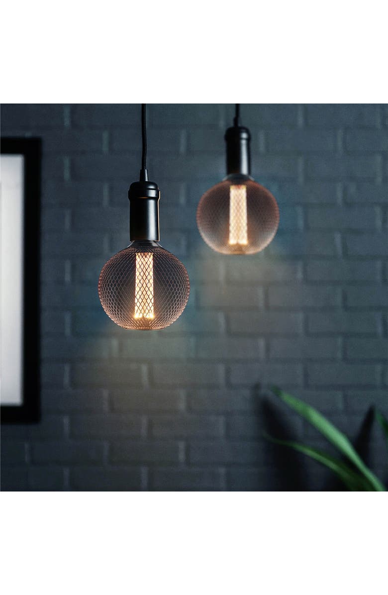 Next Glow LED Decorative Light Bulb, Vintage Black Metal Cage Edison Light, Alternate, color, Black Round