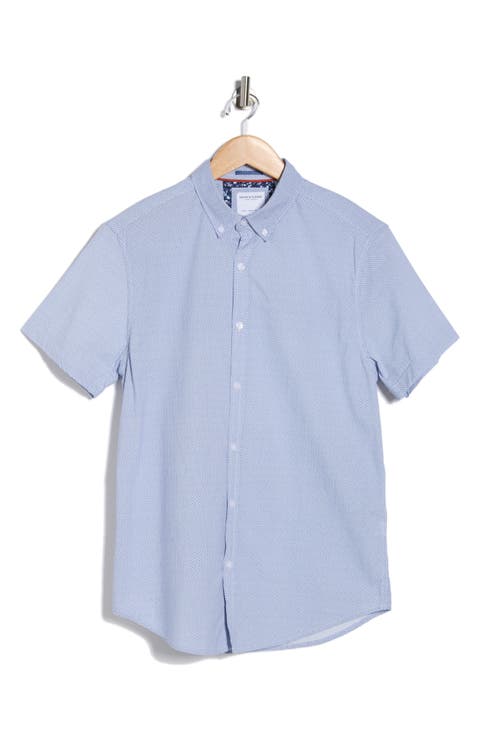 Geometric Print Short Sleeve Button-Down Shirt