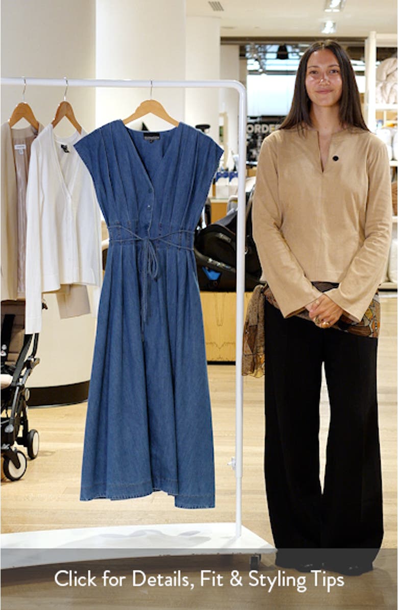 Pleat Denim Midi Shirtdress, sales video thumbnail