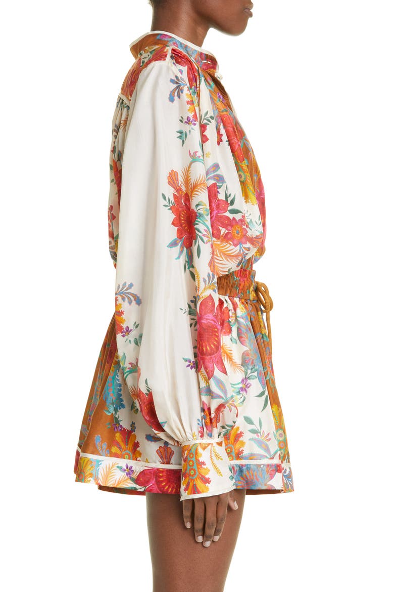 Ginger Floral Relaxed Fit Silk Blouse, Alternate, color, CREAM/ BROWN FLORAL