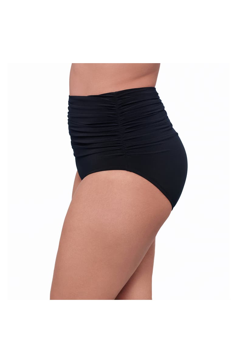 Trimshaper High Waist Shirred Control Swim Brief, Alternate, color, Black