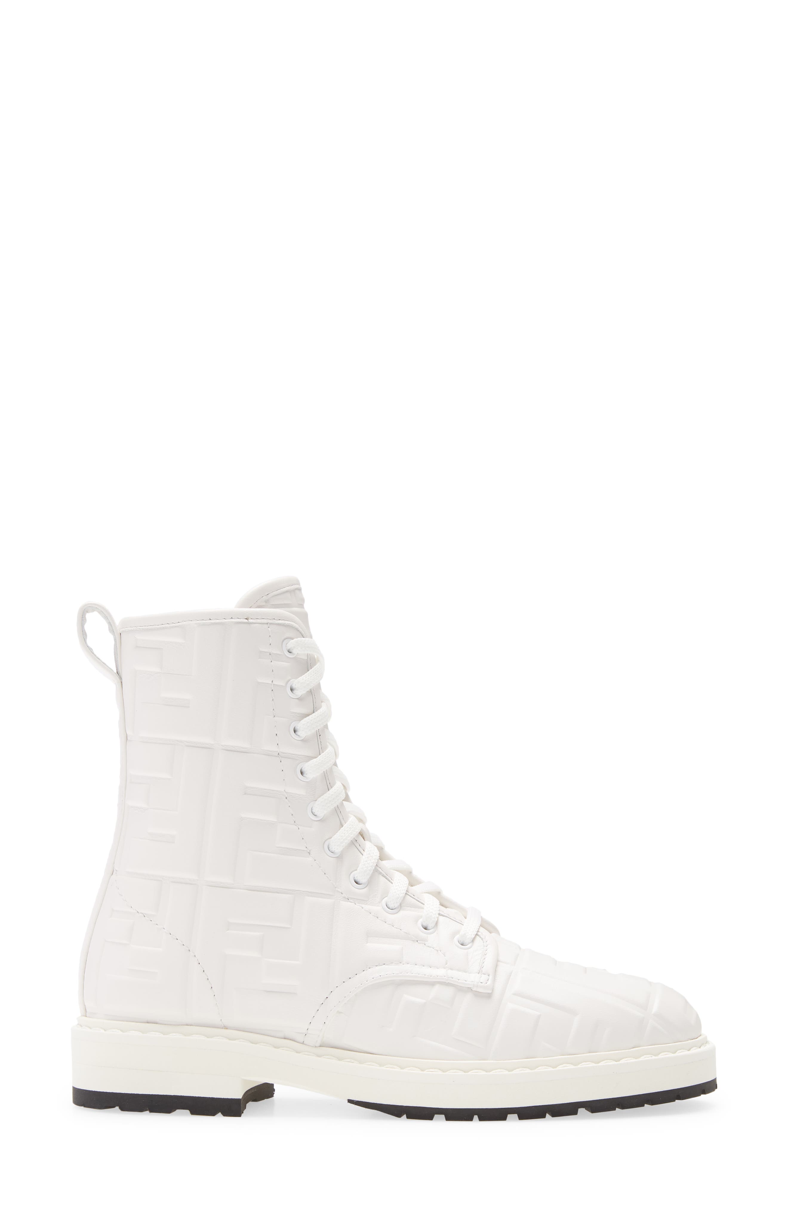 FF Embossed Logo Combat Boot, Alternate, color, WHITE