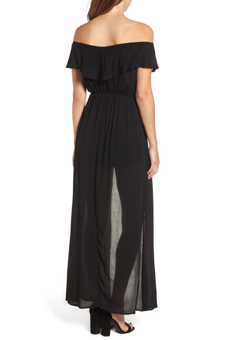 Gauze Maxi Romper, Alternate, color, BLACK