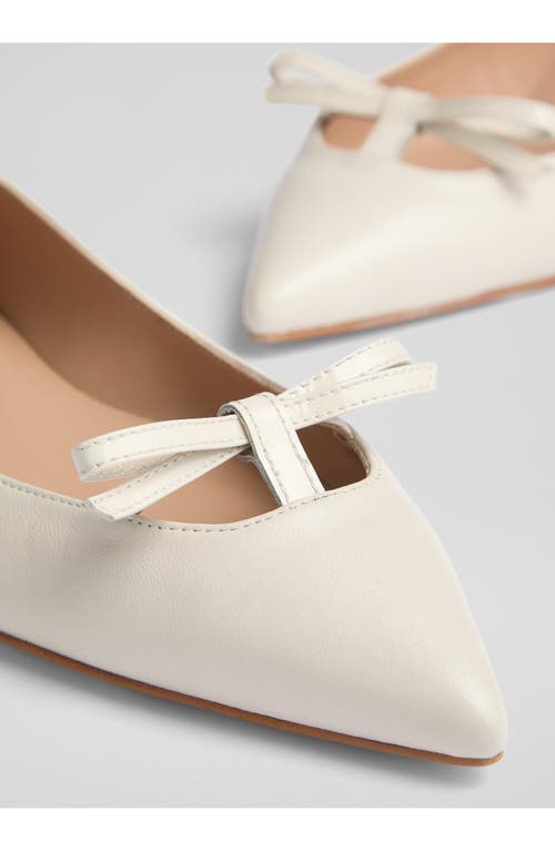 Lk Bennett Lynne Mini Bow Pointed Toe Flat In Ecru