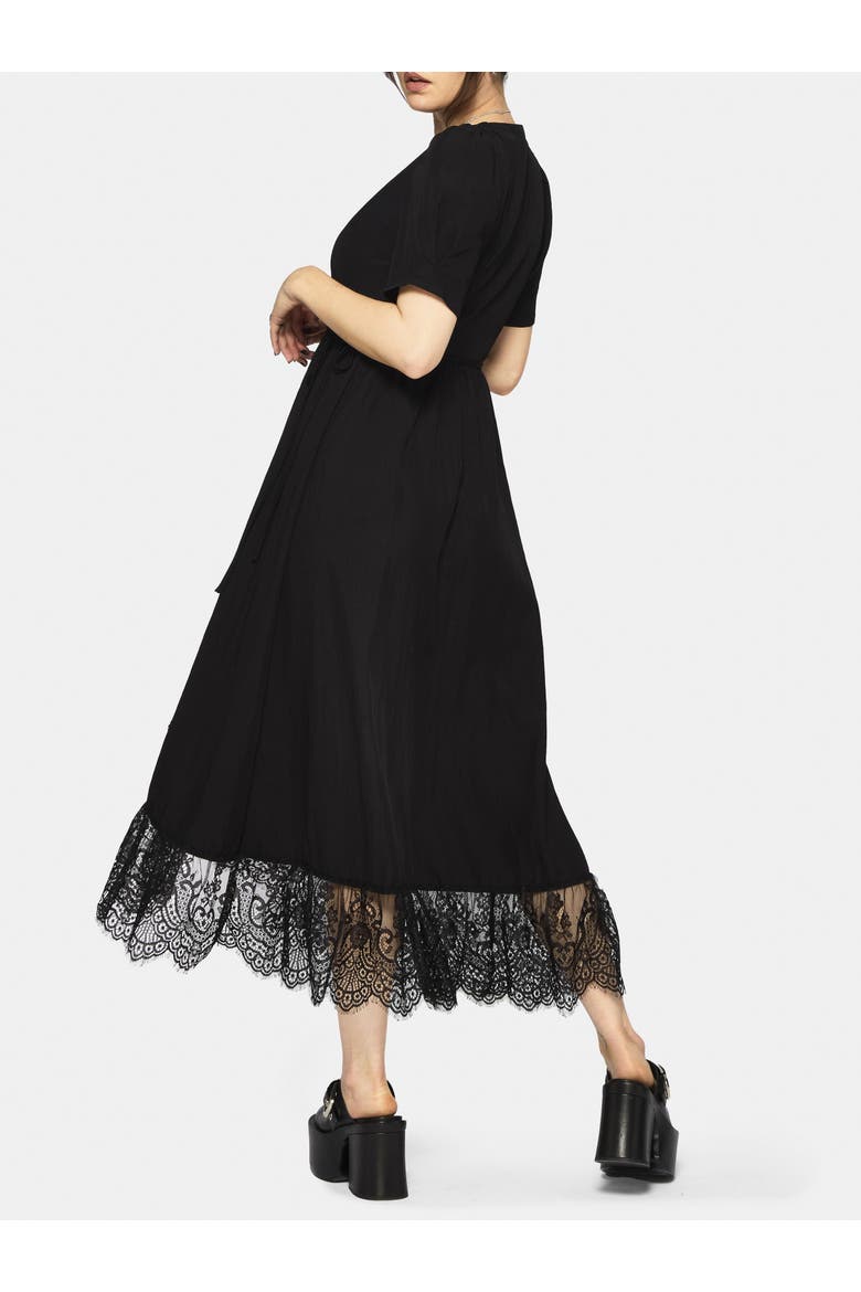 Sorelle Lace Hem Wrap Midaxi Dress, Alternate, color, Black