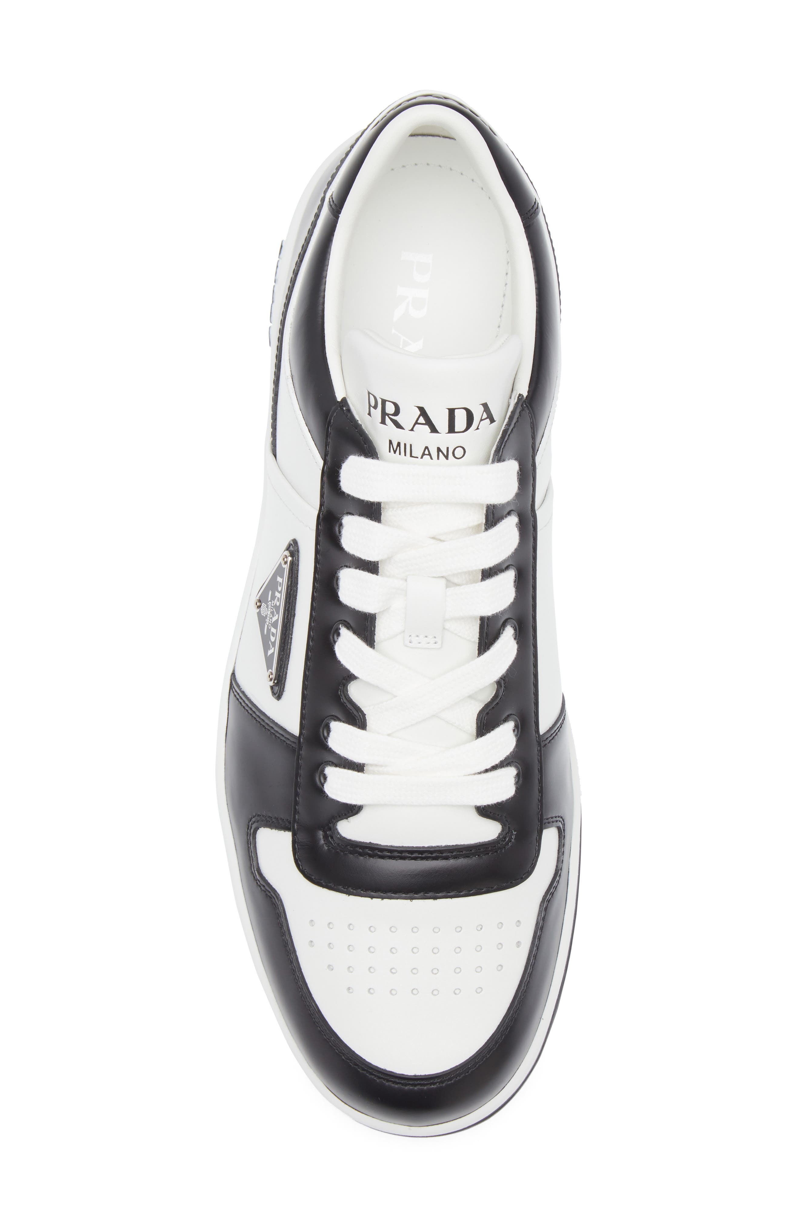 Prada Downtown Sneaker, Alternate, color, Bianco/ Nero