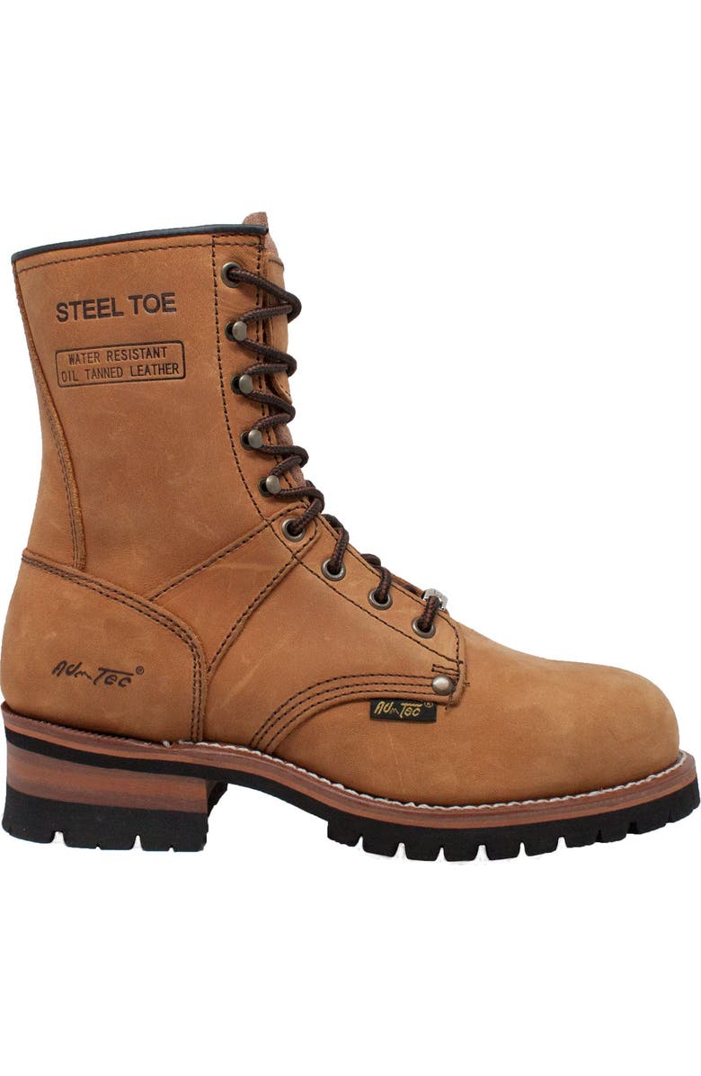 AdTec 9" Waterproof Steel Toe Logger Boots, Alternate, color, Brown