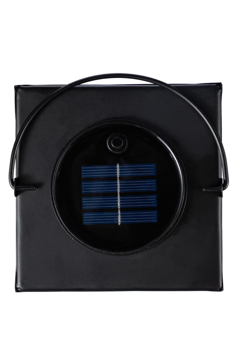 Metal Cutout Pattern Solar Powered Hanging Lantern with LED Light, Alternate, color, Black