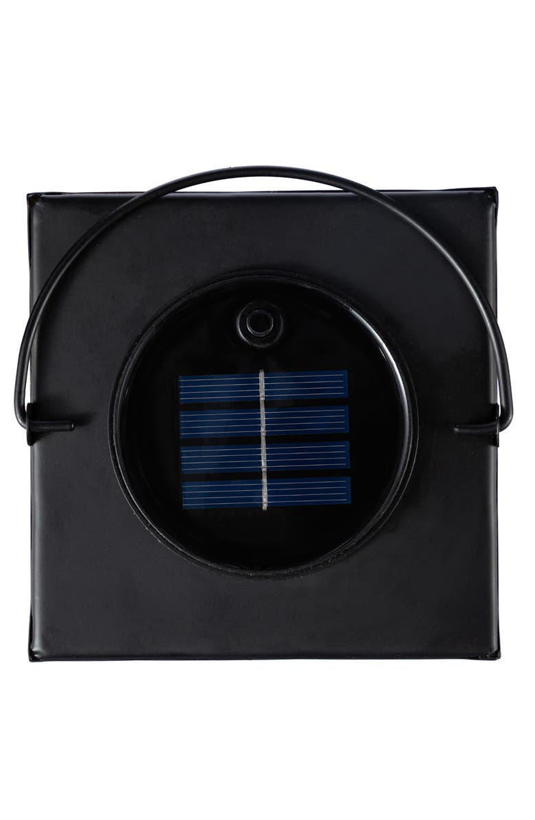 Glitzhome Metal Cutout Pattern Solar Powered Hanging Lantern with LED Light, Alternate, color, Black