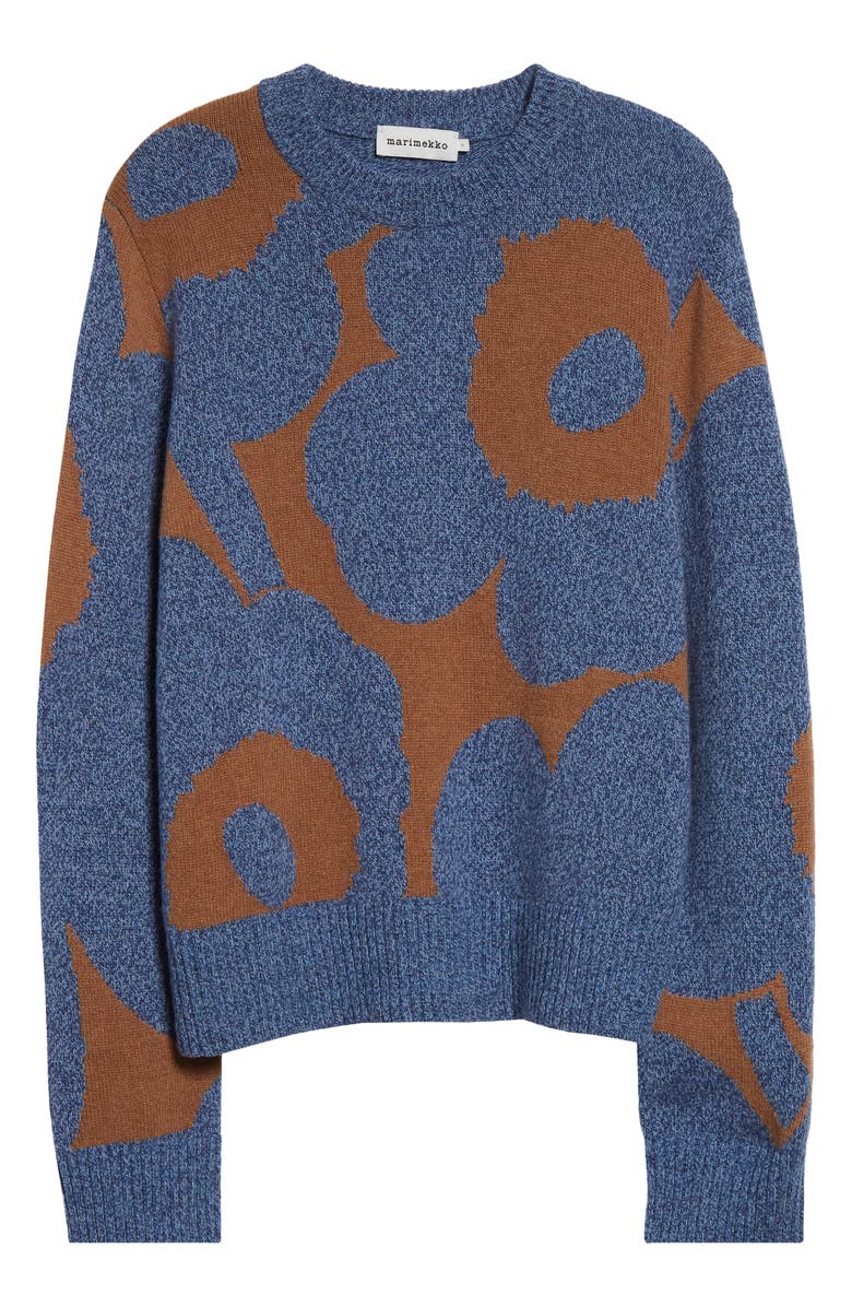 Marimekko Crewneck Cotton Sweater, Alternate, color, Blue, Brown