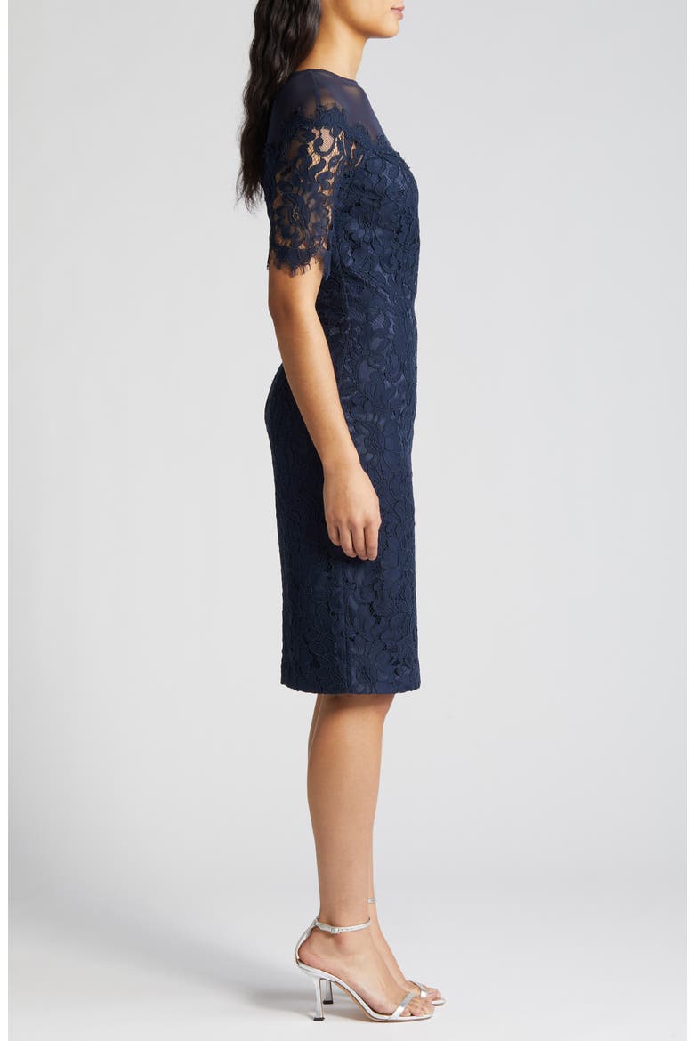 Lace Cocktail Sheath Dress, Alternate, color, NAVY