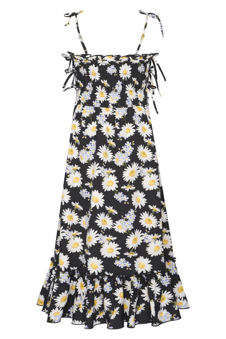 Kids' Daisy Shirred Sundress, Alternate, color, BLK MULTI