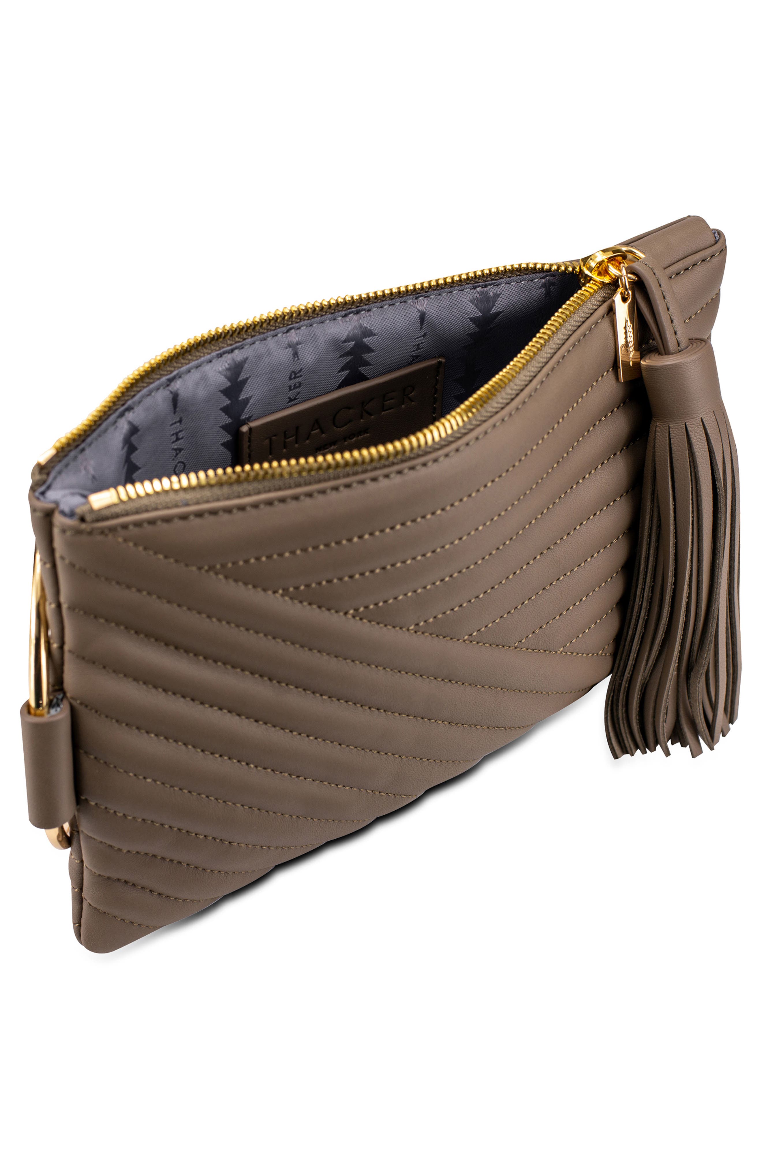 Thacker Nolita Ring Handle Quilted Leather Clutch, Alternate, color, 