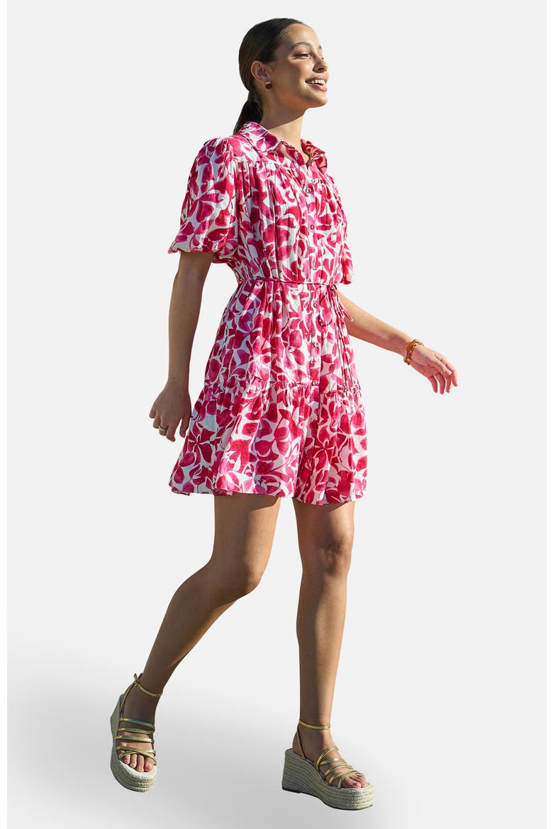 Floral Print Relaxed Shirt Dress, Alternate, color, Pink