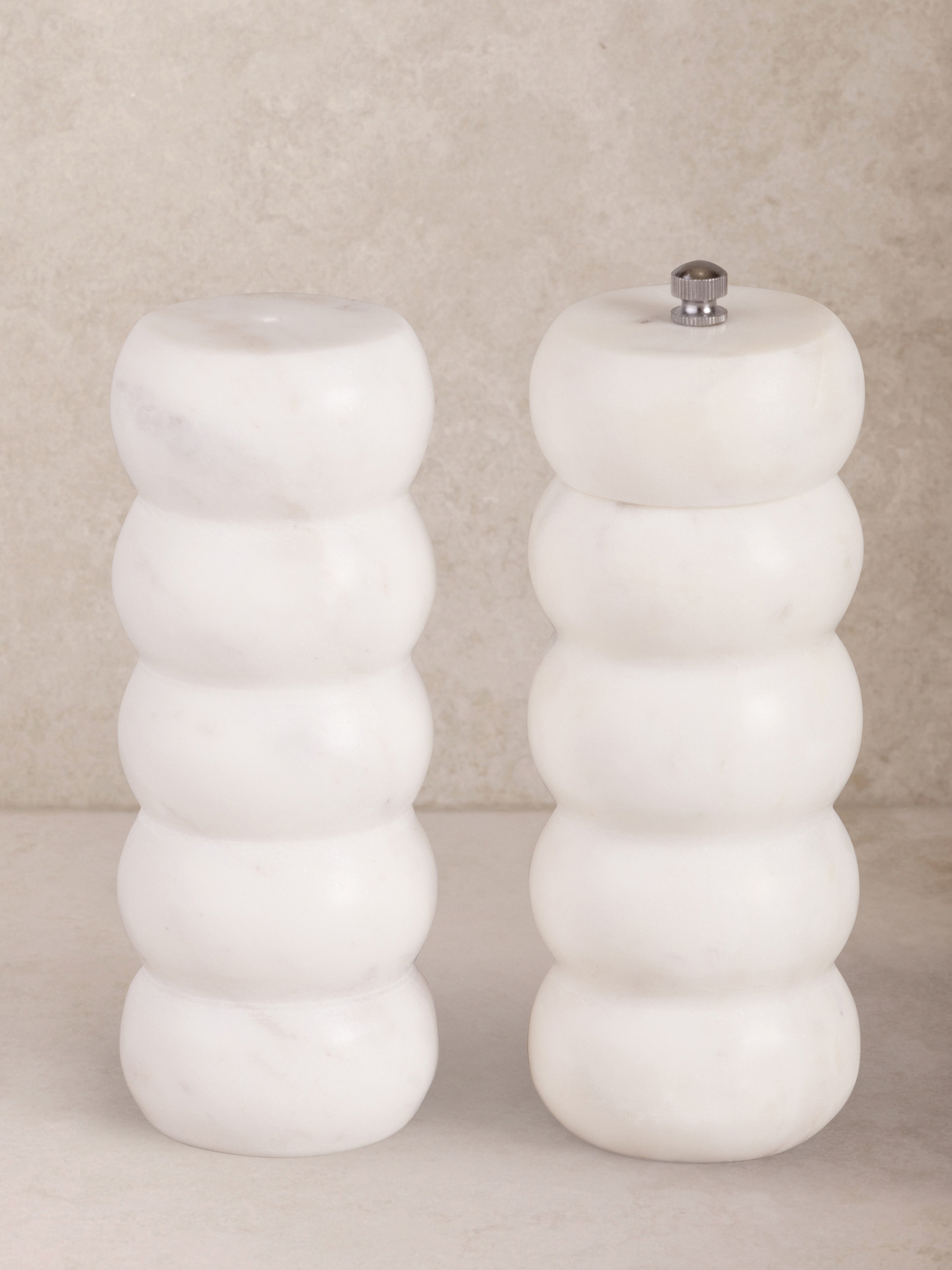 GAURI KOHLI Quinto Marble Salt & Pepper Set - Large - Ivory White, Large