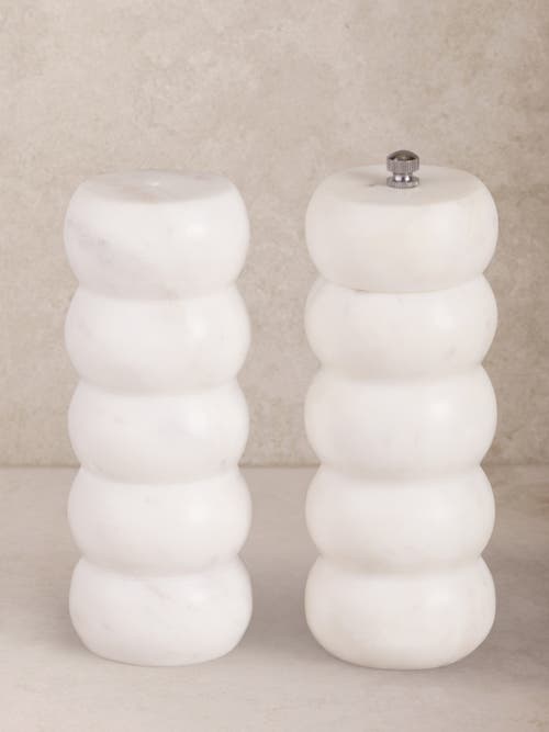 Gauri Kohli Quinto Marble Salt & Pepper Set In White