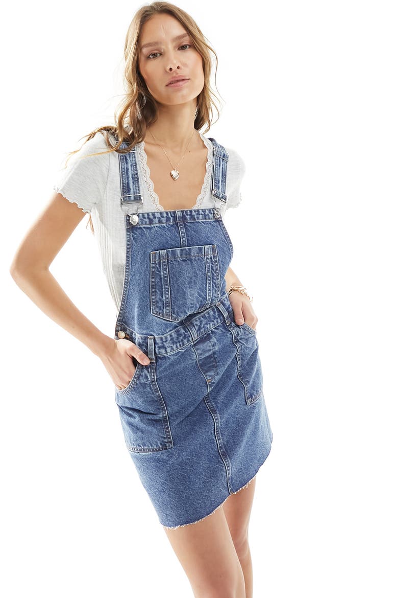 Denim Overall Dress, Alternate, color, LIGHT BLUE