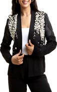 SAACHI Faux Pearl Open Knit Cardigan