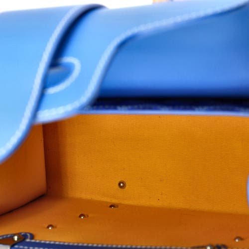 Pre-owned Goyard Goyard Structured Saigon Top Handle Bag Coated Canvas With Leather Mini In Blue