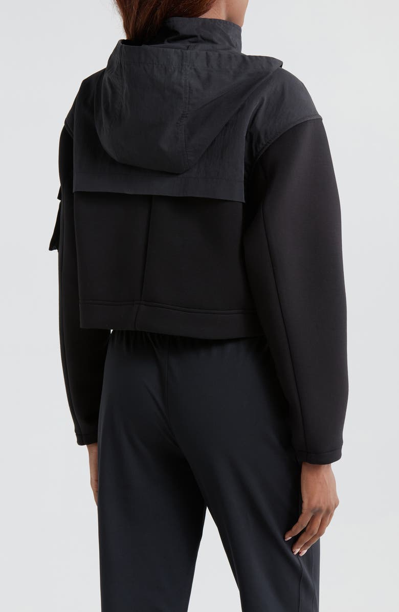 Blanc Noir Mixed Media Cotton Blend Crop Jacket, Alternate, color, 