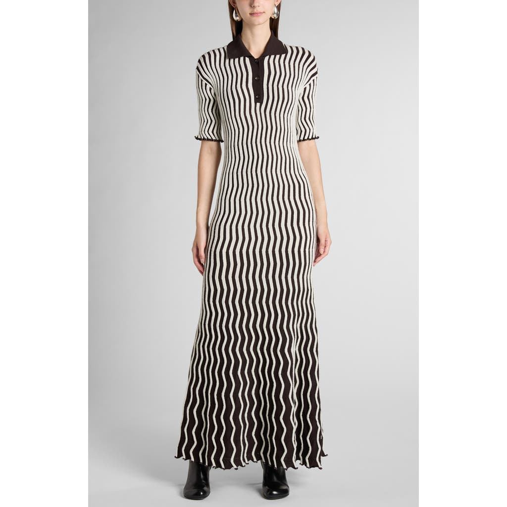 Shop Bottega Veneta Wavy Rib Sweater Dress In Fondant/string