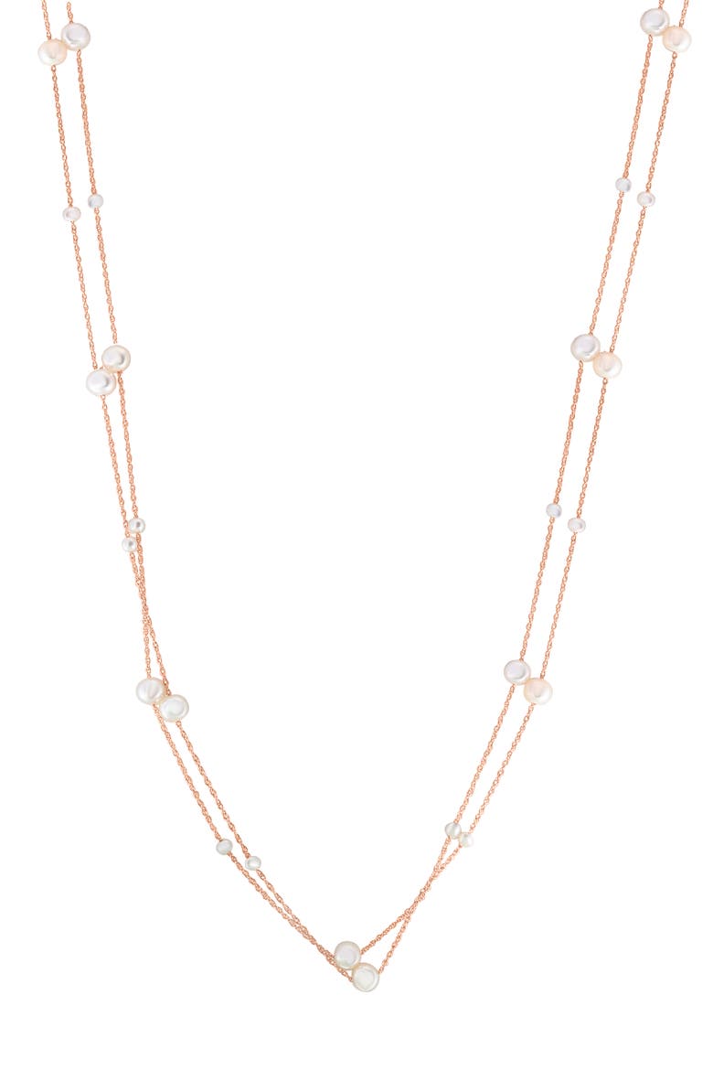 14K Yellow Gold Freshwater Pearl Long 36'' Strand Necklace, Main, color, 14K Gold