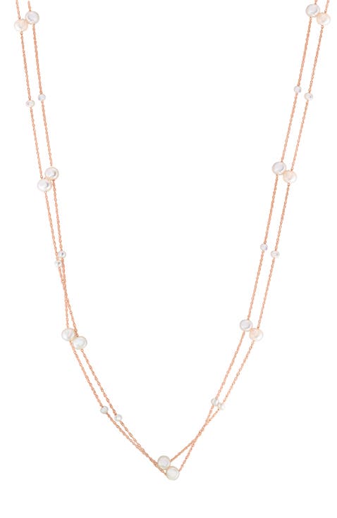 14K Yellow Gold Freshwater Pearl Long 36'' Strand Necklace