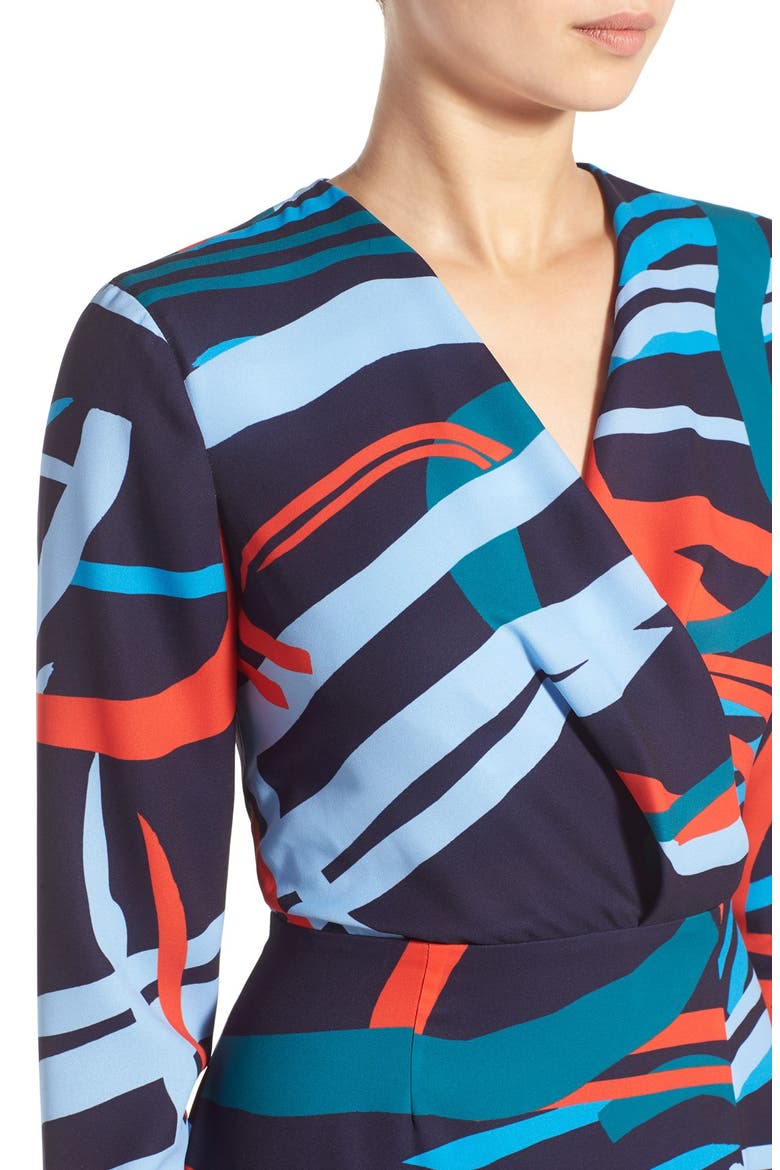'Bedroom Wall' Surplice Midi Dress, Alternate, color, NAVY REEF