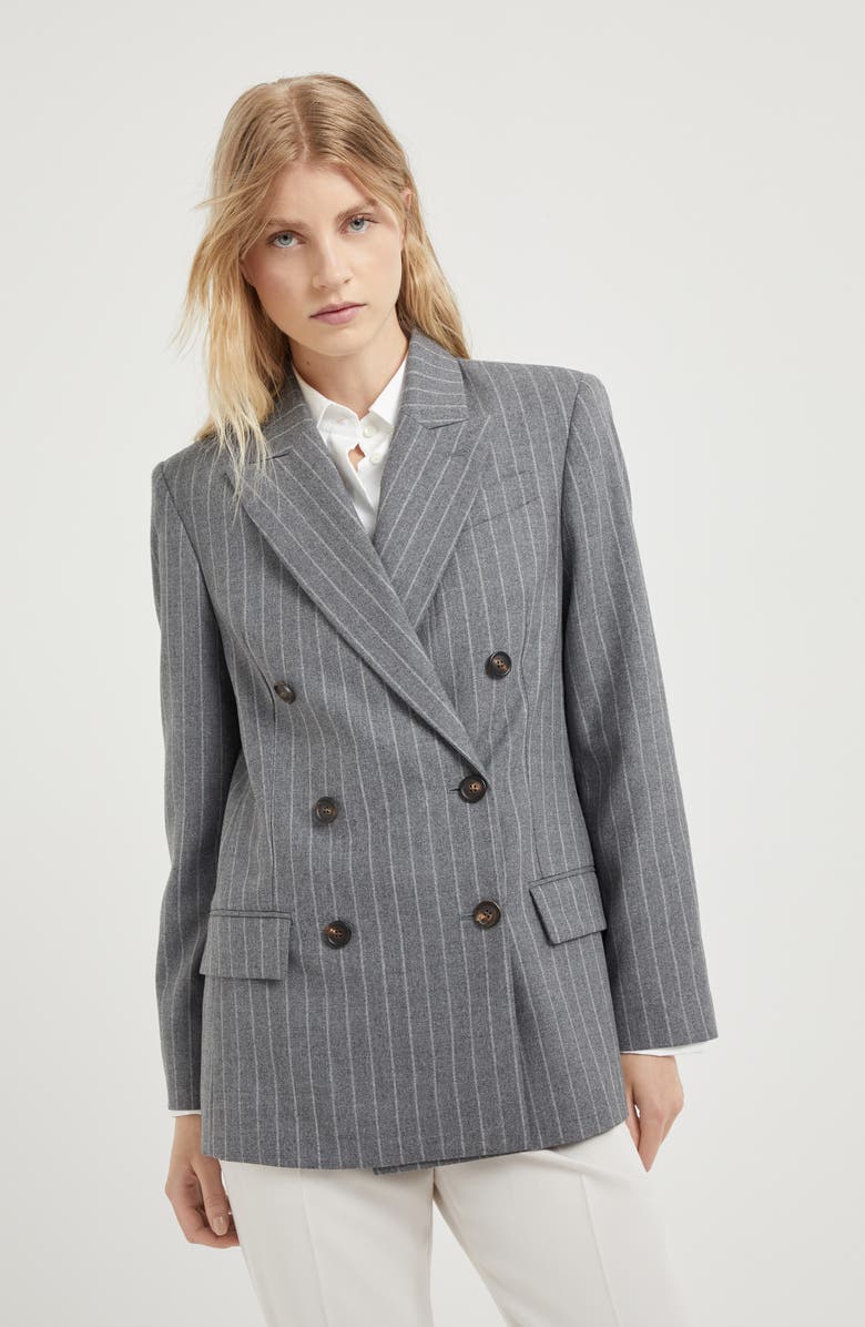 Brunello Cucinelli Moulinè chalk stripe blazer, Alternate, color,