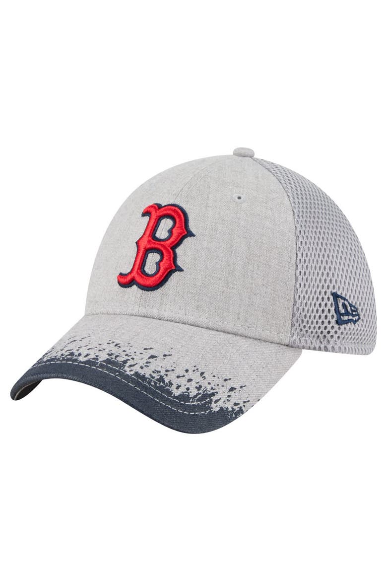 Men's New Era Gray Boston Red Sox Visor Paint Splatter 39THIRTY Flex Hat, Main, color, Gray