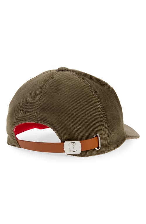 Christian Louboutin Enky Mooncrest Monogram Corduroy Baseball Cap In Silex