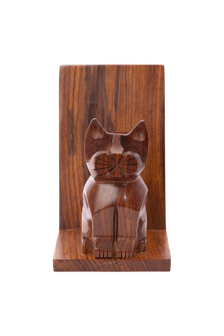 Cat Book & Glasses Caddy, Alternate, color, Brown
