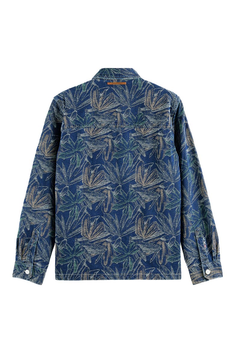Floral Jacquard Cotton Denim Overshirt, Alternate, color, INDIGO JACQUARD