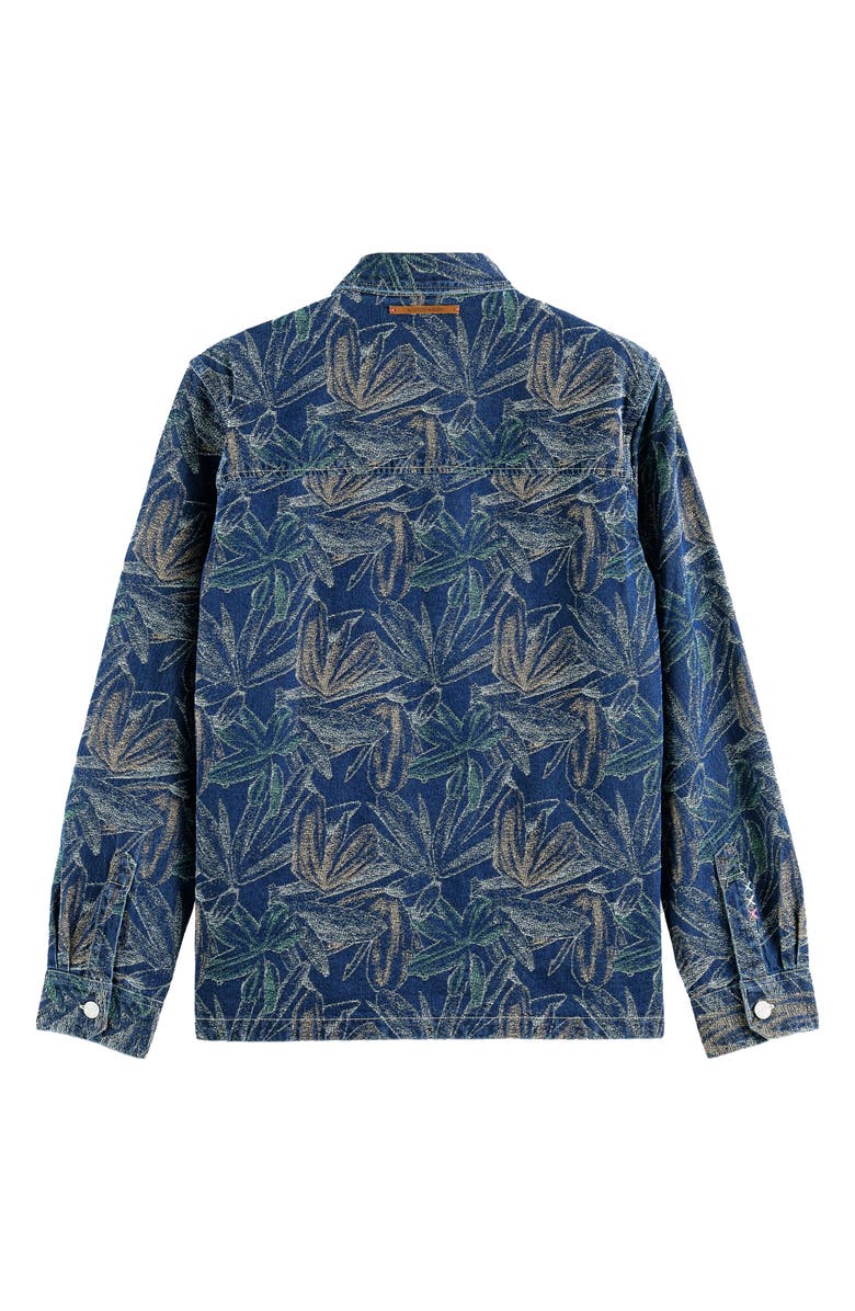 Scotch & Soda Floral Jacquard Cotton Denim Overshirt, Alternate, color,