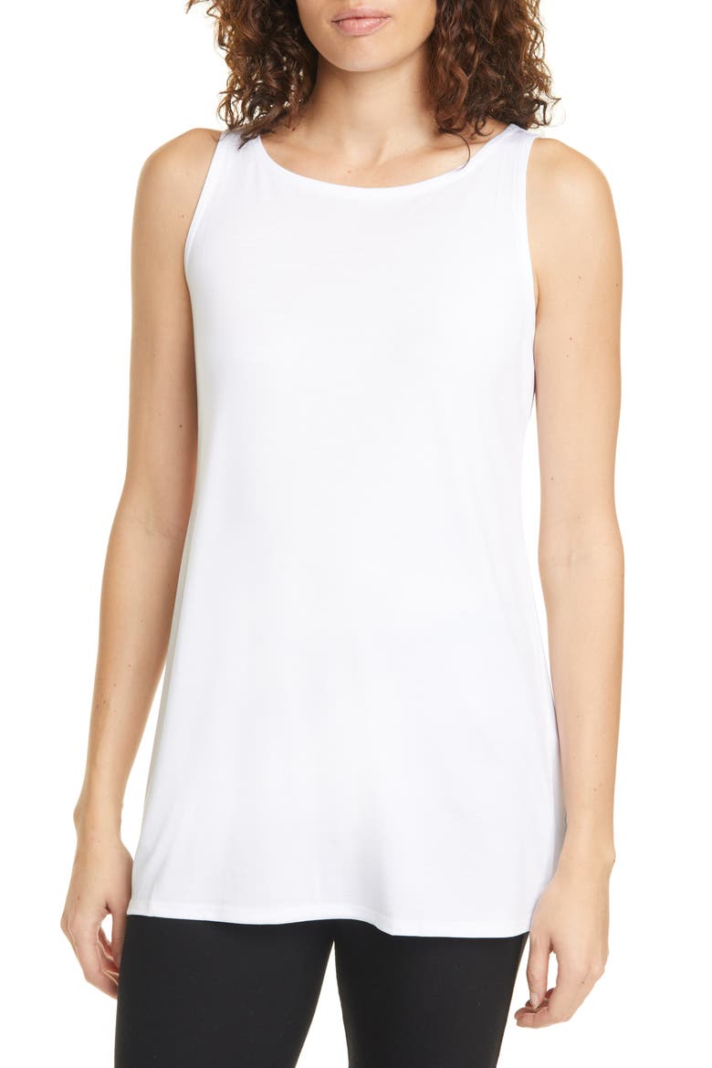 Ballet Neck Tencel® Lyocell Tunic Tank, Main, color, WHITE