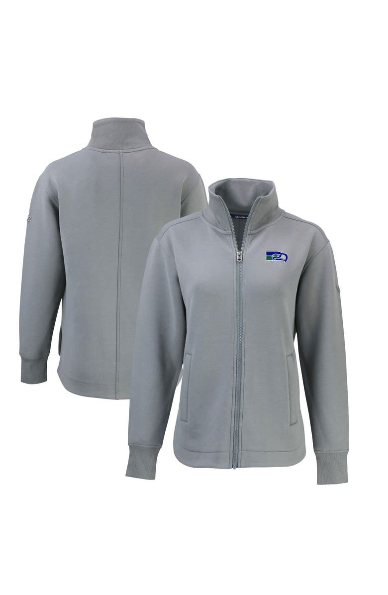 Cutter & Buck Women's Cutter & Buck Gray Seattle Seahawks Throwback Logo Roam Eco Recycled Full-Zip Jacket, Main, color,