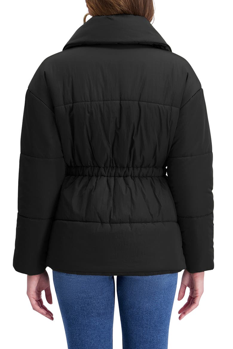 Envelope Collar Puffer Coat, Alternate, color, BLACK