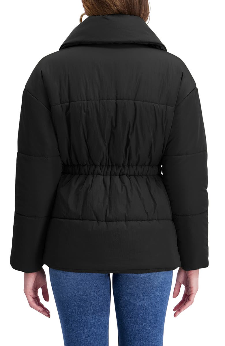 Kensie Envelope Collar Puffer Coat, Alternate, color, Black