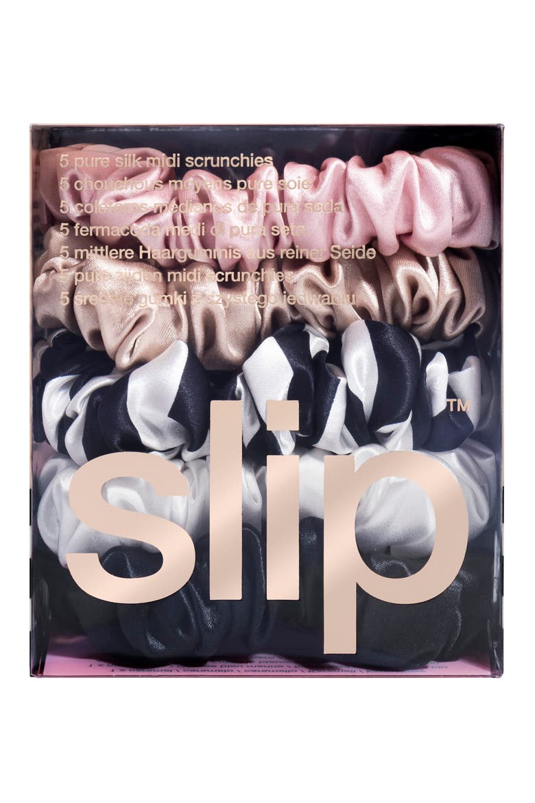 Pure Silk 5-Pack Midi Scrunchies, Alternate, color, MIXED