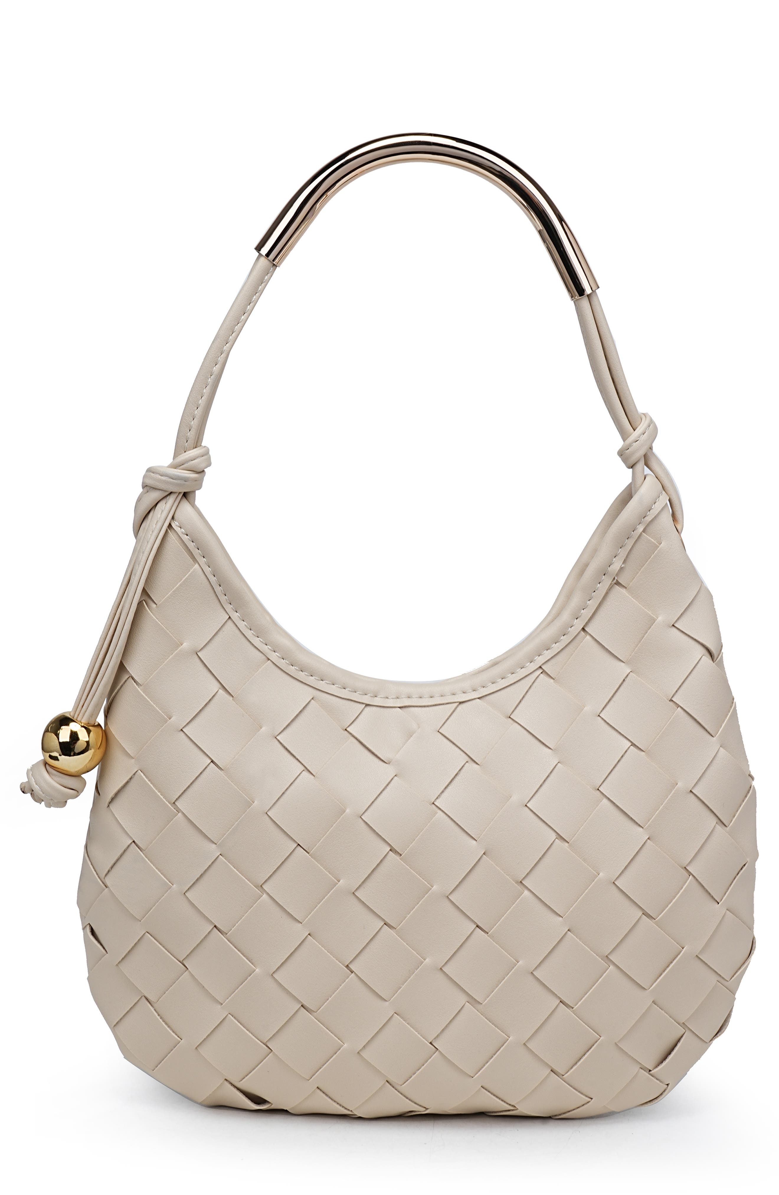 Moda Luxe Woven Faux Leather Shoulder Bag In Brown