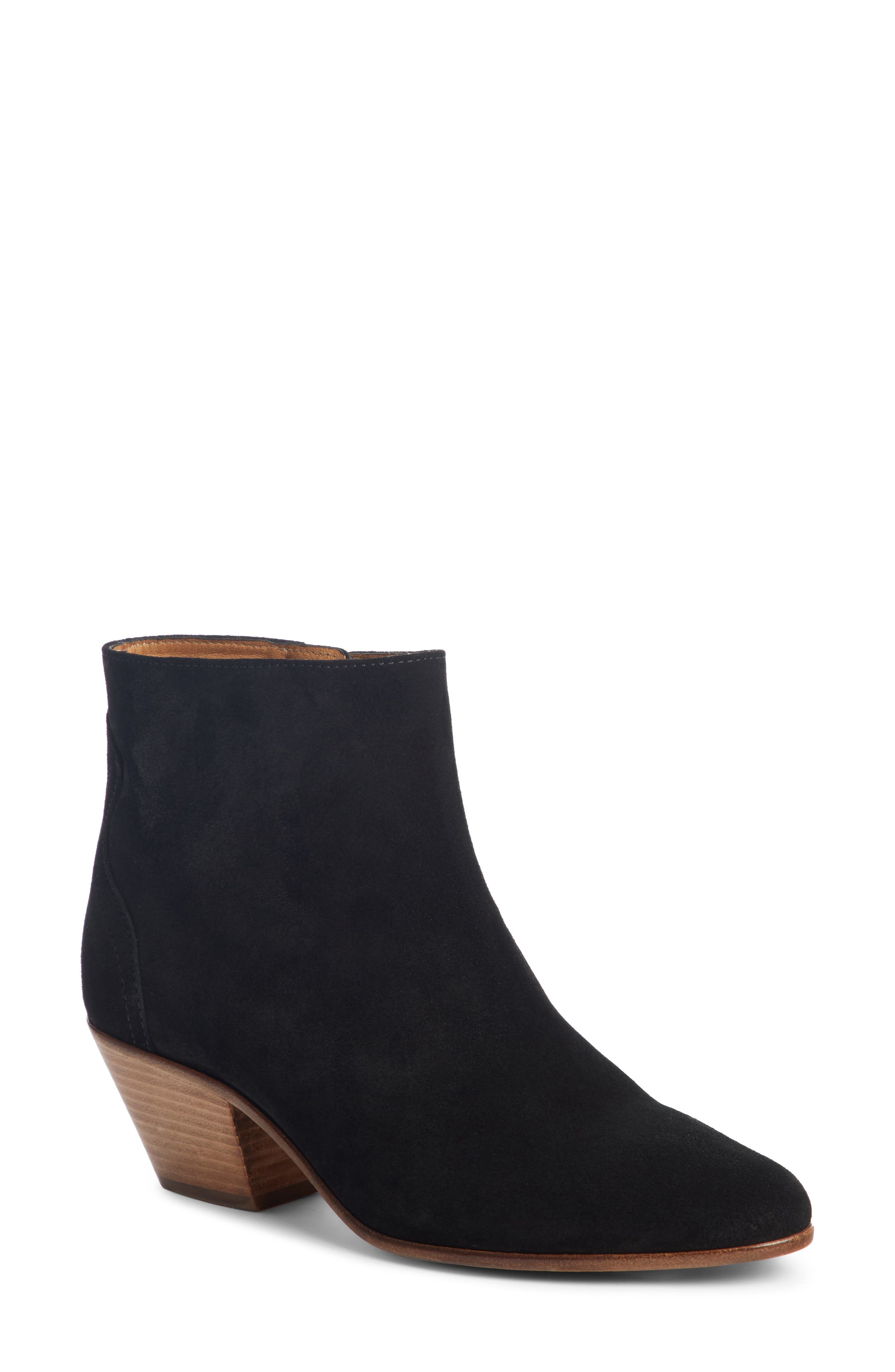 Dacken Stacked Heel Bootie, Main, color, BLACK