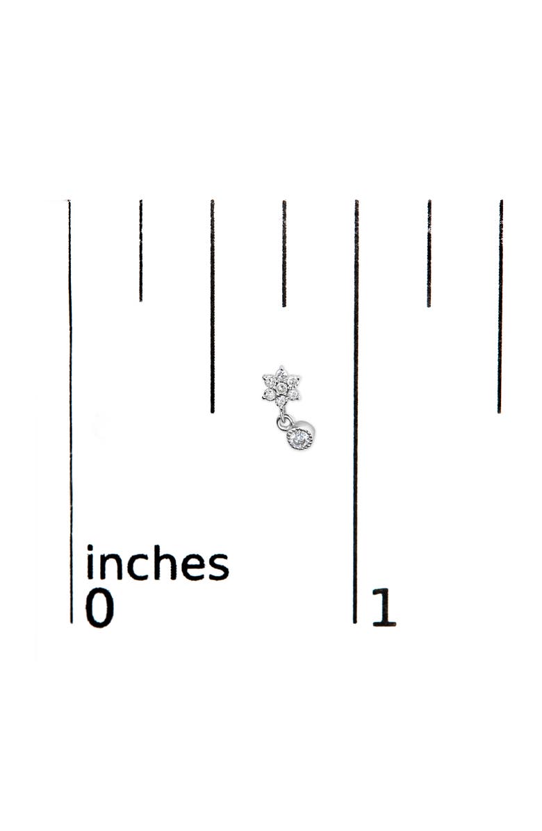 Haus of Brilliance Silver 1/10 Cttw Diamond Star Stud with Bezel Drop Dangle Earrings, Alternate, color, White