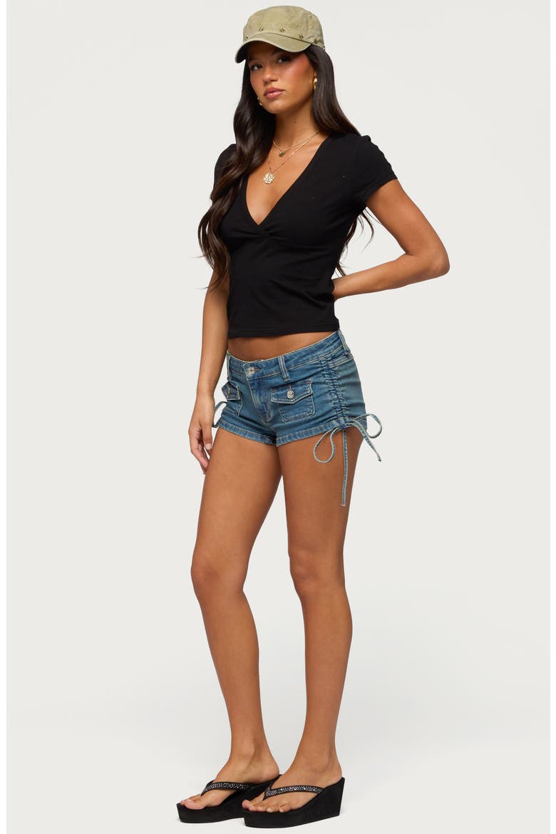 Merinda V-Neck Stretch Cotton T-Shirt, Alternate, color, BLACK