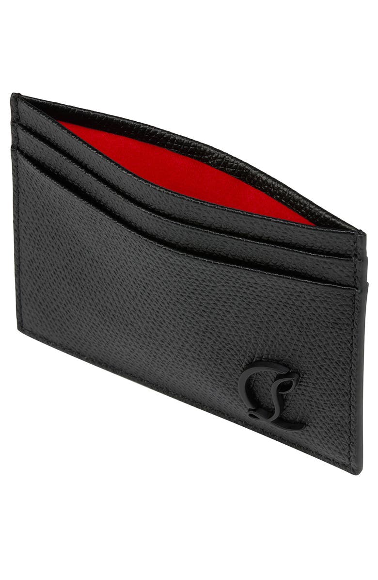 Christian Louboutin Mooncrest Leather Card Case, Alternate, color, Black