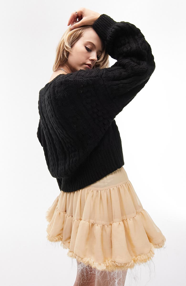 Topshop Cable Knit Sweater, Alternate, color,