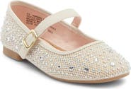 NORDSTROM RACK Kids' Rhinestone Mesh Mary Jane Flat