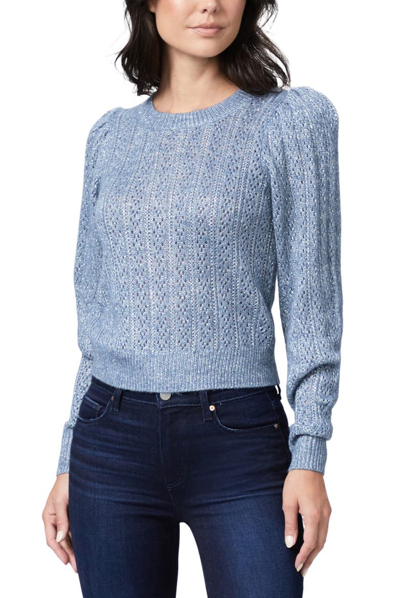 Athena Pointelle Crewneck Sweater, Main, color, MNBLUSLVR