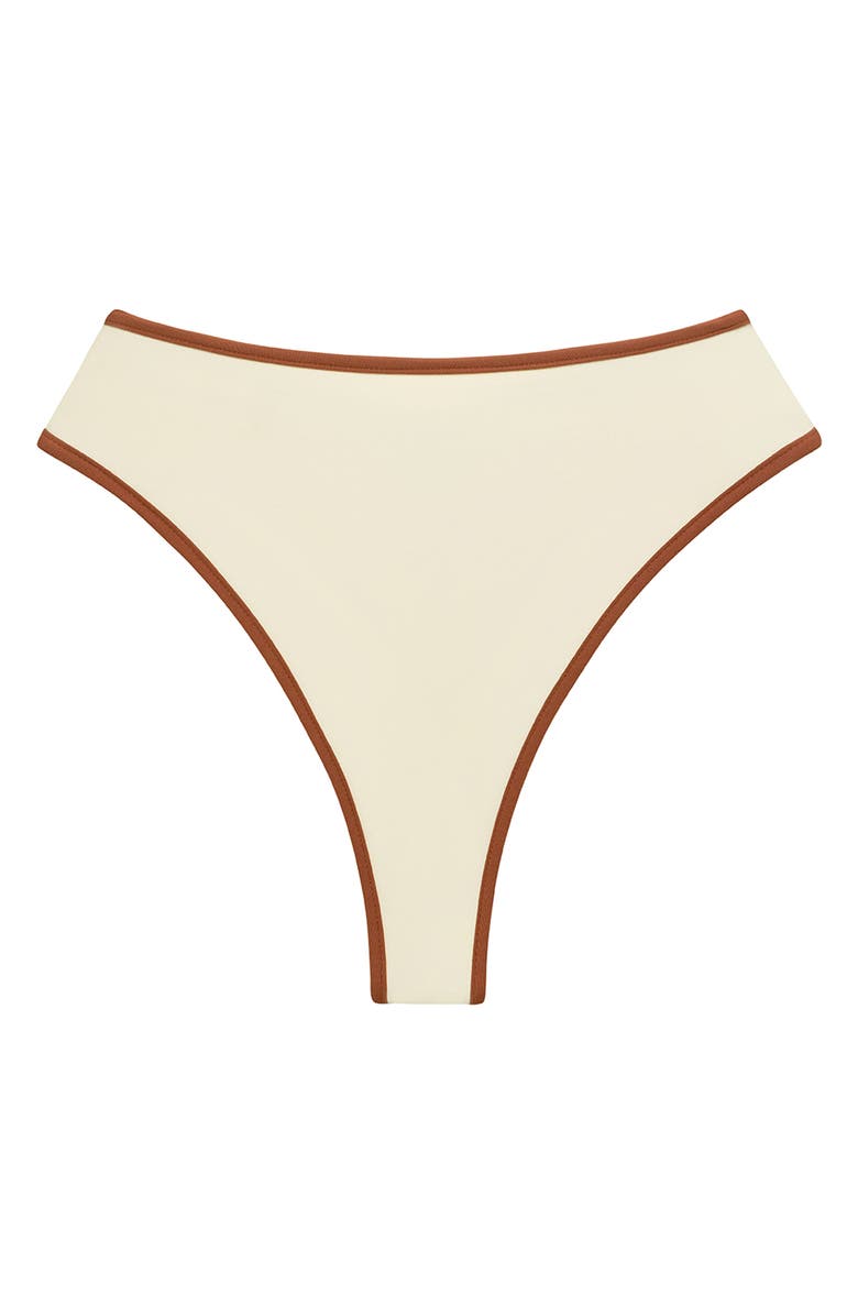 MONTCE Paula Contrast Binding High Waist Bikini Bottoms, Alternate, color, Oat Terracotta