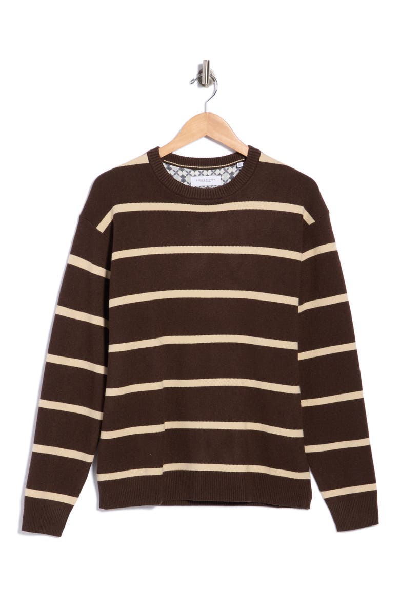 Striped Crewneck Sweater, Main, color, CHOCOLATE