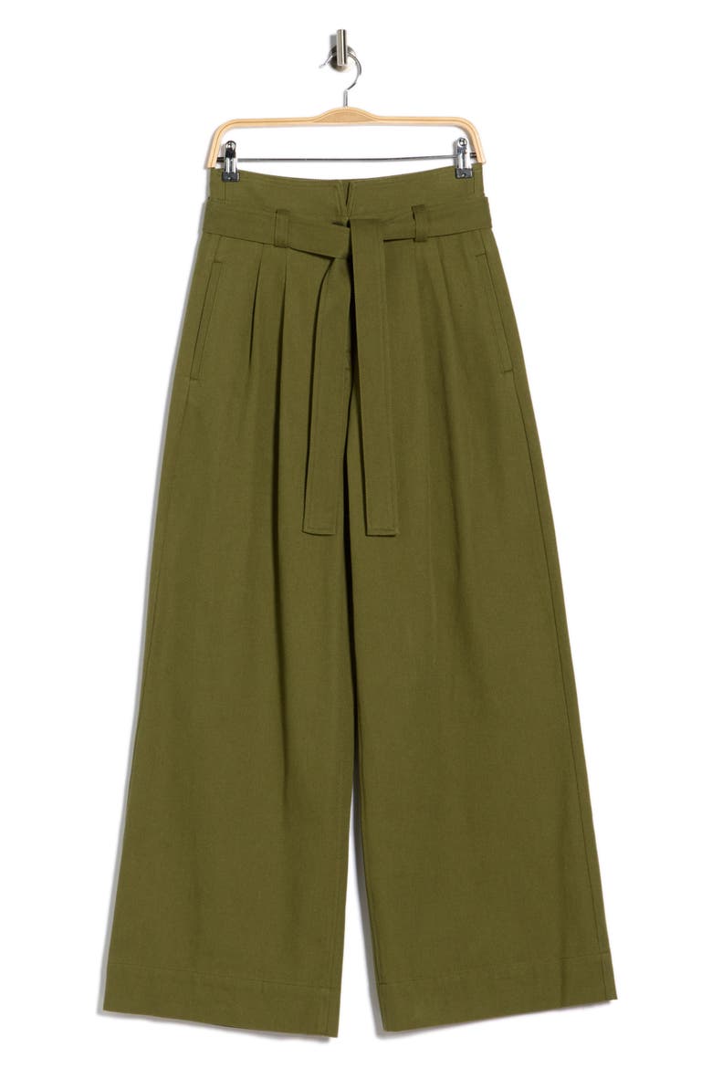 Emily Belted Twill Pants, Alternate, color, OLIVE